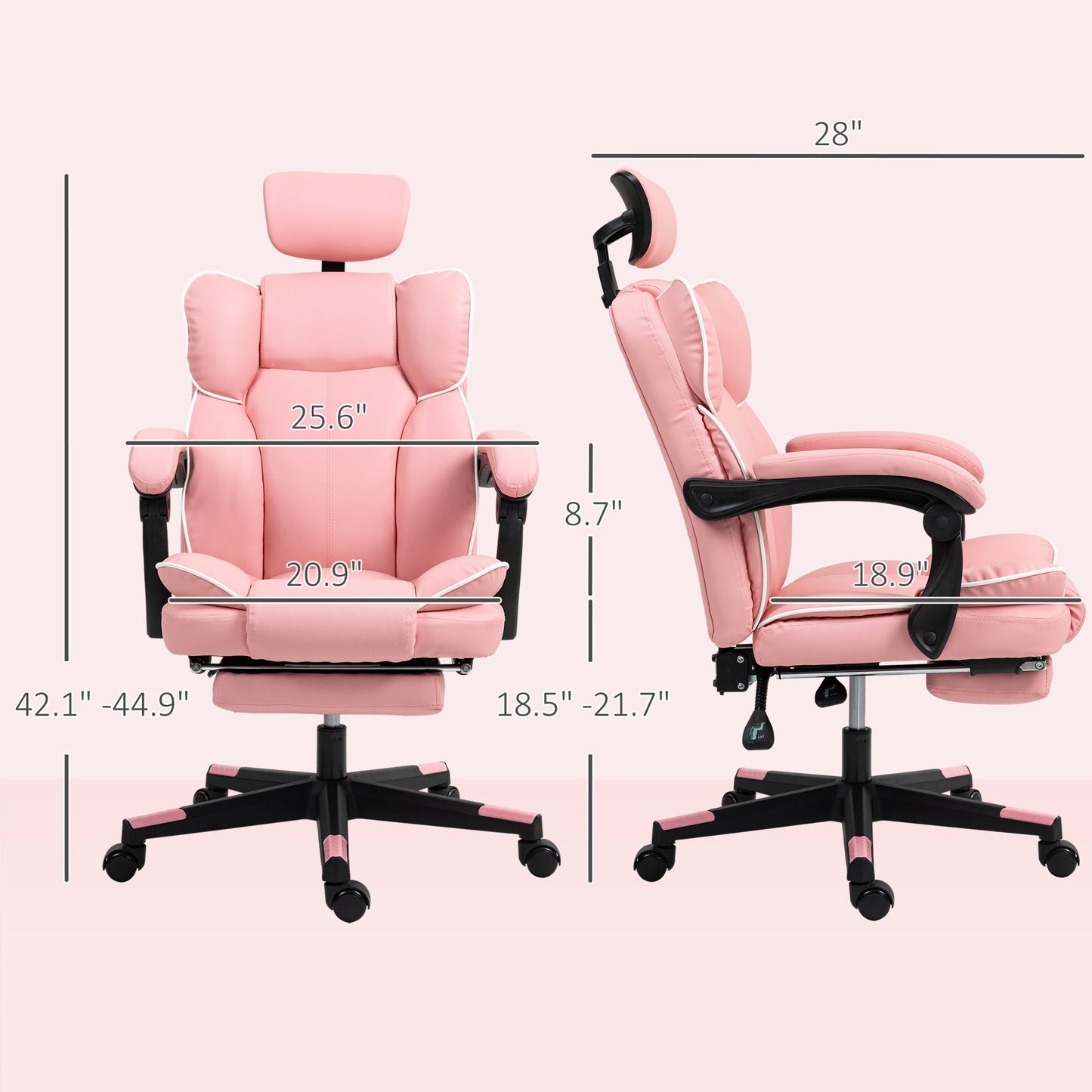 PU Leather Executive Office Chair with Headrest, Footrest & Recline