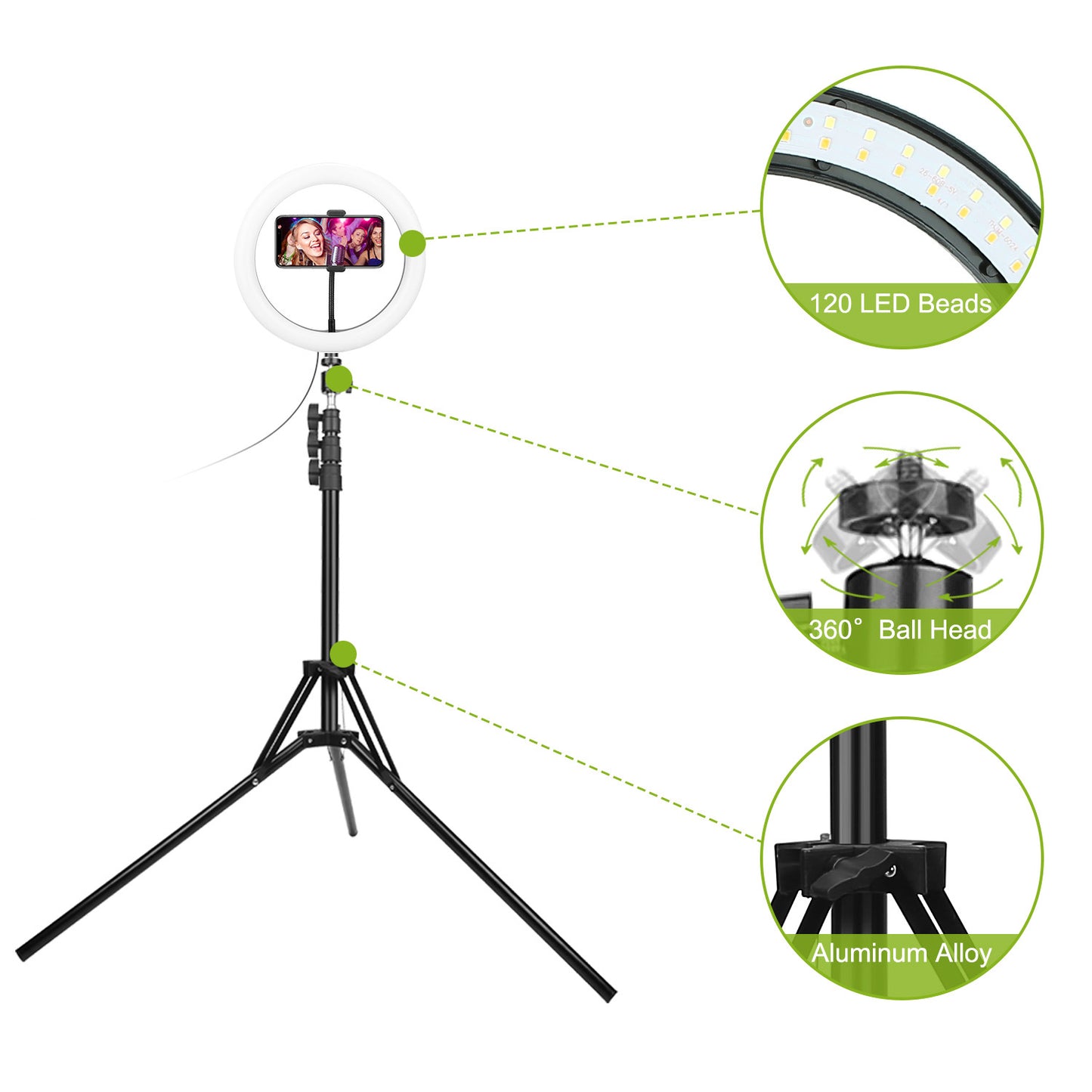 “LED Selfie Ring Light 10in – Adjustable Tripod, Phone Holder, USB Powered for Videos & Makeup”