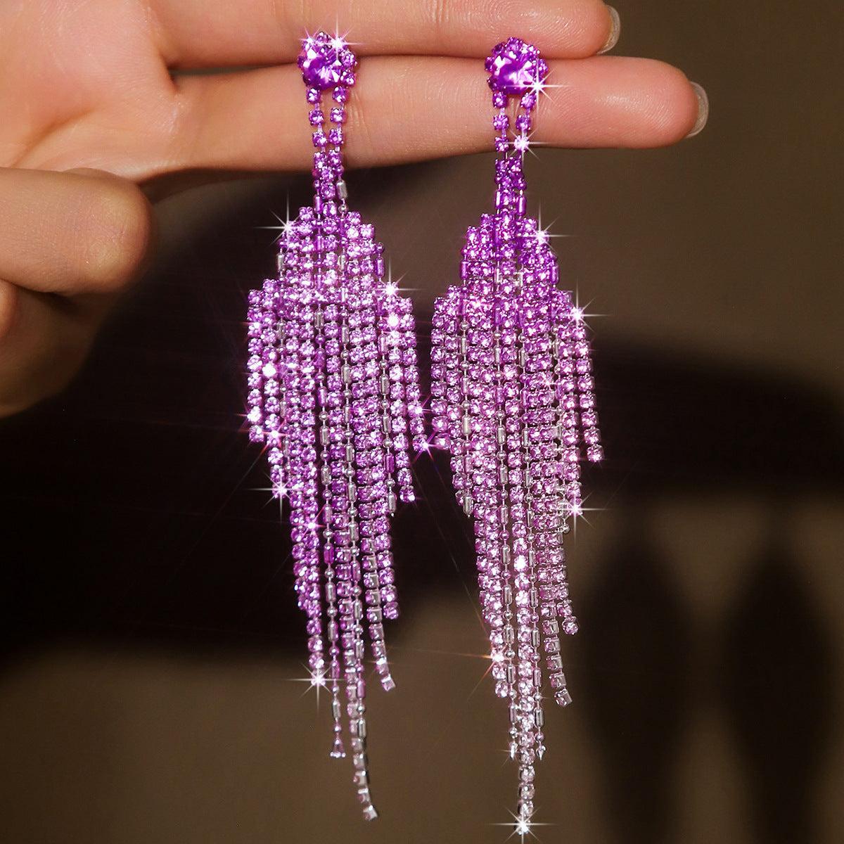 Elegant Rhinestone Tassel Earrings – Sparkling Statement Dangles for Women | Save 10% Today