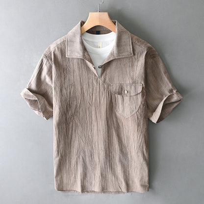 Men’s Retro Cotton-Linen Short Sleeve Shirt | Save 20% Today!