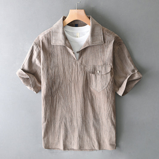 Men’s Retro Cotton-Linen Short Sleeve Shirt | Save 20% Today!