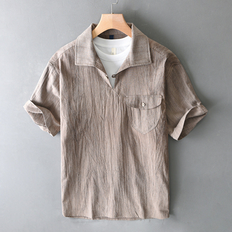 Men’s Retro Cotton-Linen Short Sleeve Shirt | Save 20% Today!