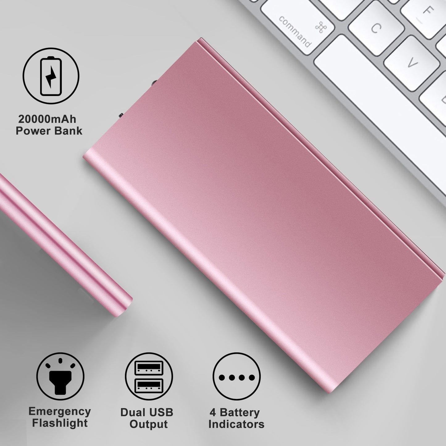 Ultra-Slim 20,000mAh Power Bank – Dual USB Portable Fast Charger for Phones & Devices