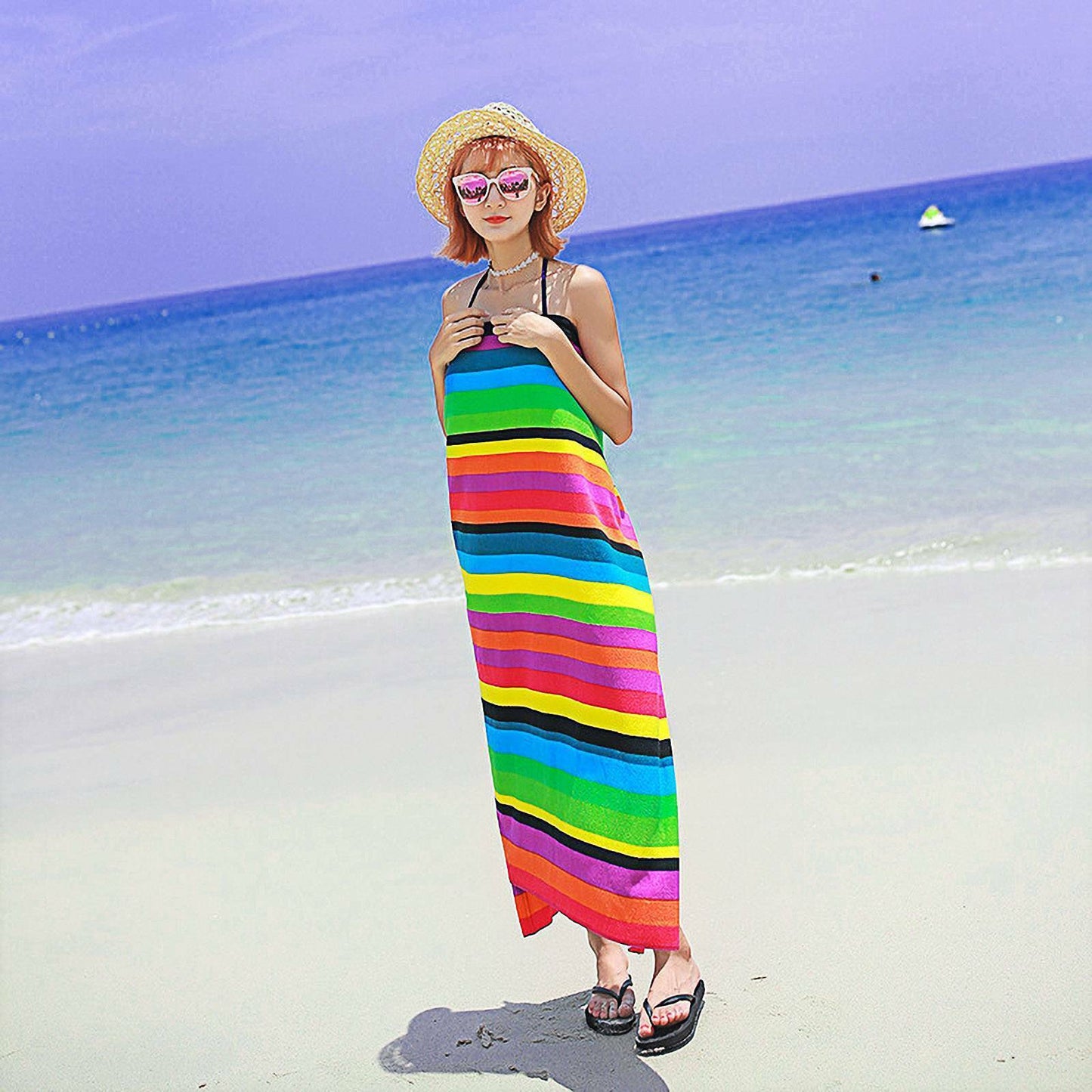 Extra Large Striped Beach Towel – Soft, Fast-Drying & Perfect for Travel | Save 10% Today!