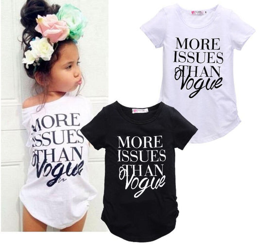 Girls Summer Black & White Letter Print Tee – Soft, stylish, and perfect for everyday wear. Save 30% today!