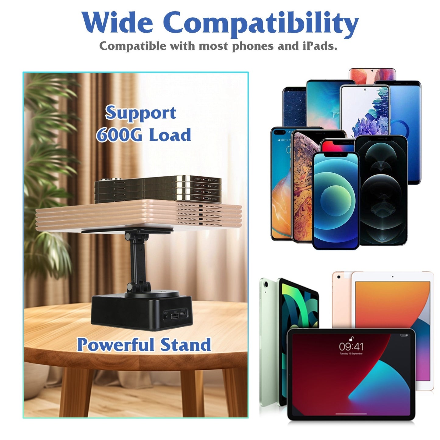 4-in-1 Foldable Wireless Speaker & Phone Stand with Power Bank and RGB Light