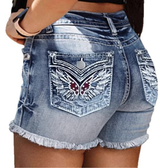 Women’s Washed Embroidered Denim Shorts – Save 20% Today!
