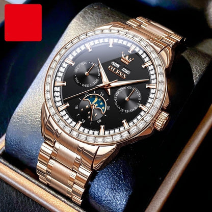 Men’s Luxury Automatic Watch – Multi-Function Design with Diamond Accents | Save 10% Today!”