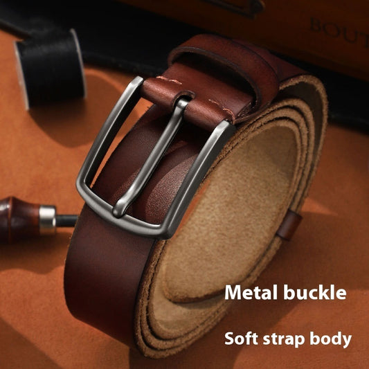 Men’s Genuine First-Layer Leather Belt – Durable Alloy Buckle Design | Save 10% Today!