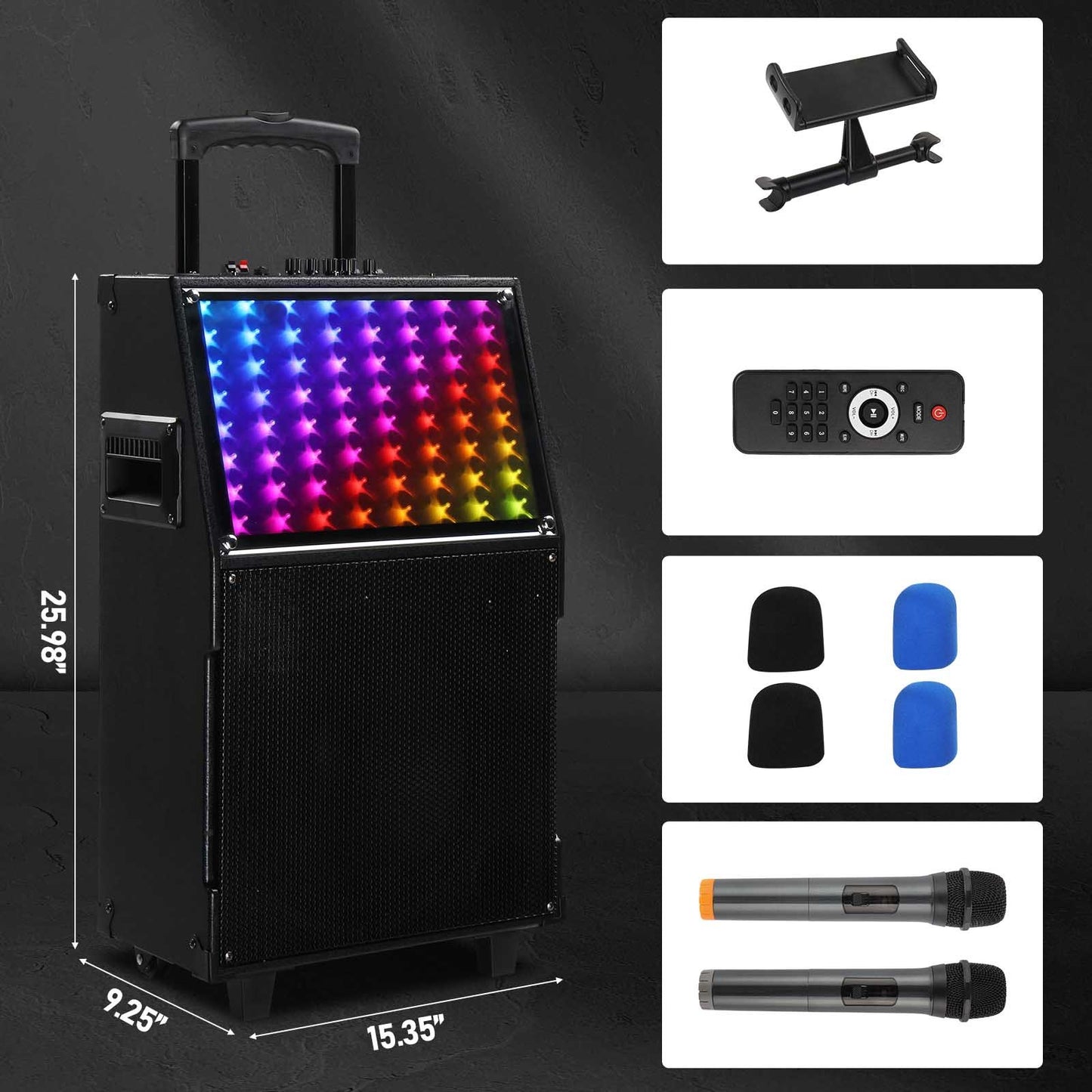 12in 60W LED Spectrum Light Bluetooth Remote Control Rod Speaker