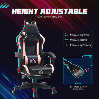 Pink Ergonomic Gaming Chair – Adjustable Racing Design