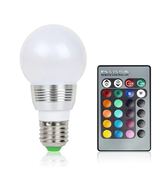 16-Color RGB LED E27 Bulb – 3W Dimmable Mood Light