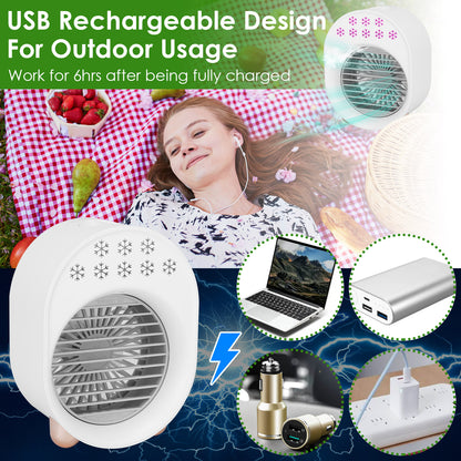 "Win a 4-in-1 Portable Mini Air Conditioner Fan – USB Rechargeable, Mist Cooling, Humidifier & LED Lights! Exclusive Giveaway Only!"
