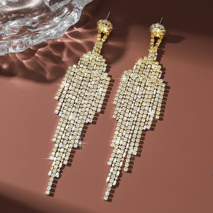 Elegant Rhinestone Tassel Earrings – Sparkling Statement Dangles for Women | Save 10% Today