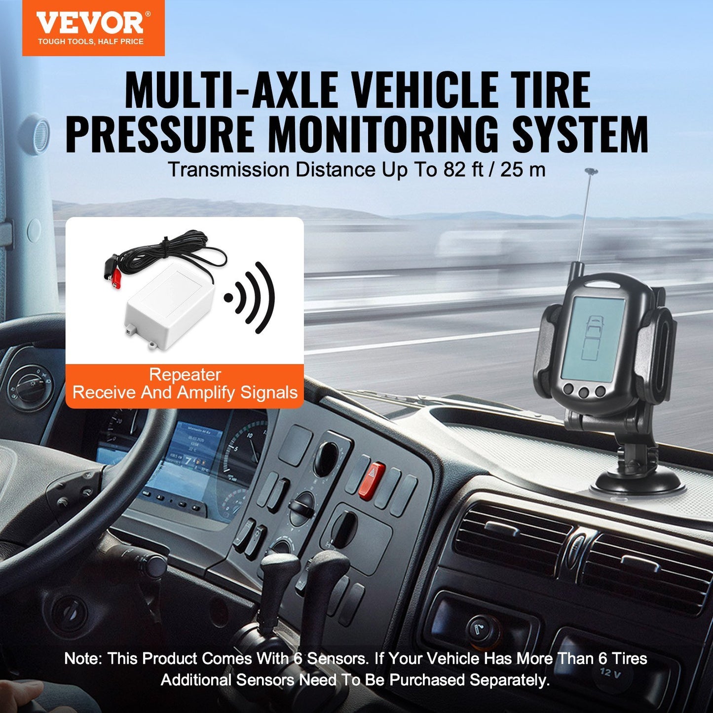 Premium Tire Pressure Monitor – 6 Sensor TPMS - SAVE $499