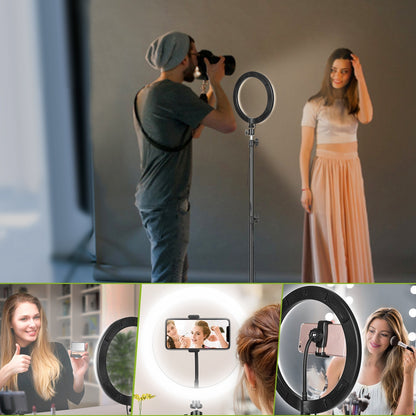 “LED Selfie Ring Light 10in – Adjustable Tripod, Phone Holder, USB Powered for Videos & Makeup”