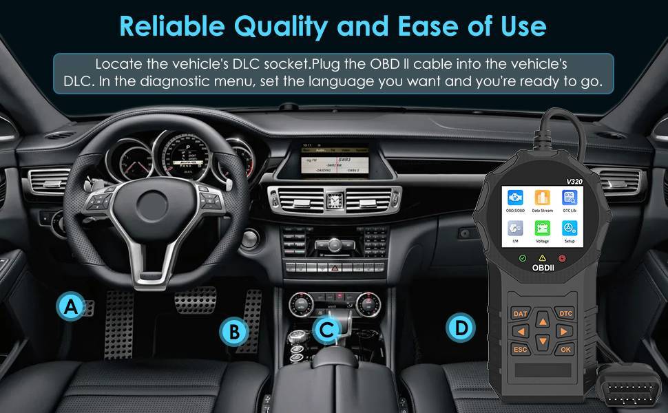 Automotive OBD2 Scanner OBD Code Reader Car Check Engine Fault Diagnostic Tool - SAVE $37