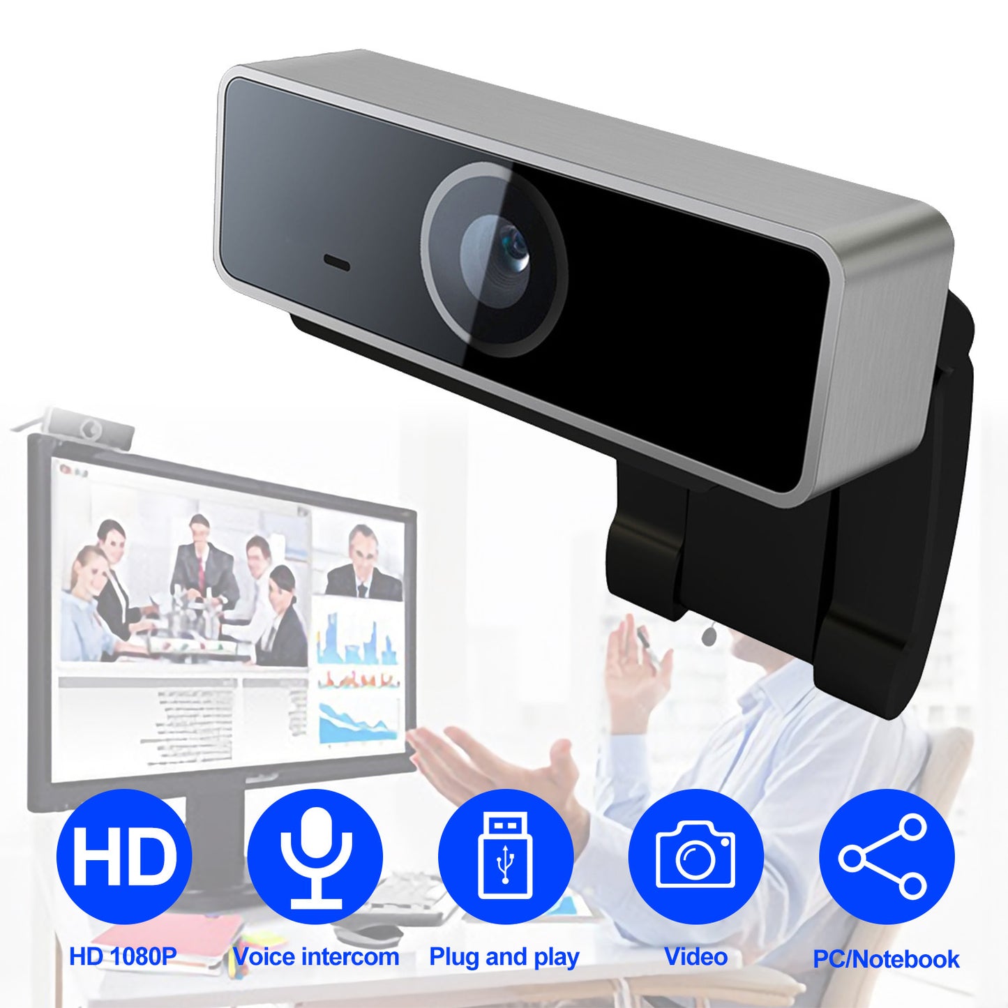 1080P HD Autofocus Webcam with Microphone – USB Plug-and-Play for PC & Laptop - SAVE $52