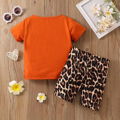 Girls Cartoon Glasses Print Short Sleeve Set – Cute two-piece outfit for summer. Save 30% today!