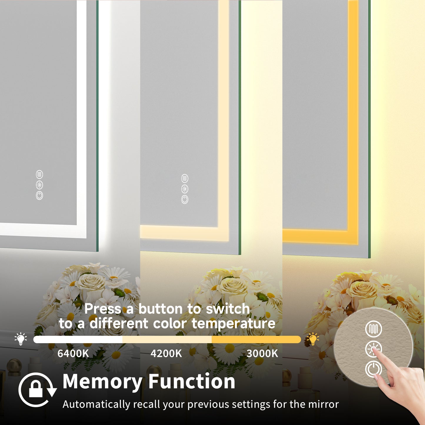 Anti-Fog Smart Mirror with Dual LED Strips - SAVE $575