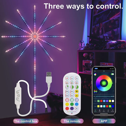 Firework LED Lights with Music Sync & Remote – Color Changing Room & Party Lighting