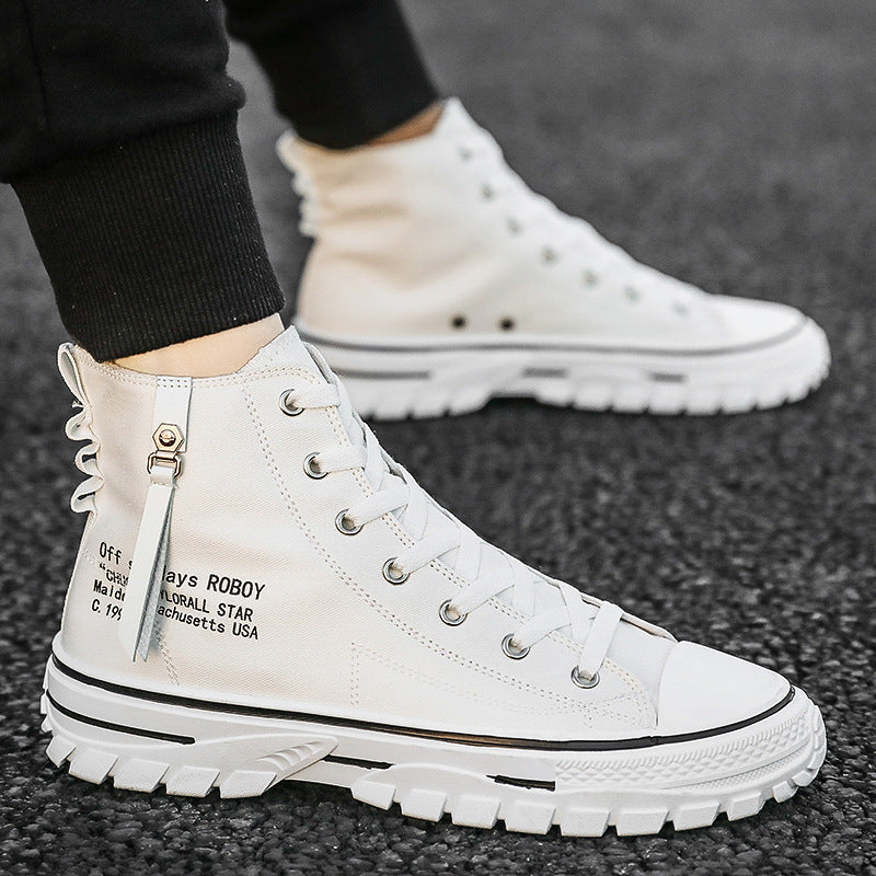 Men’s High-Top Canvas Fashion Sneakers – Breathable, Thick Sole & Casual Comfort - Save 30%