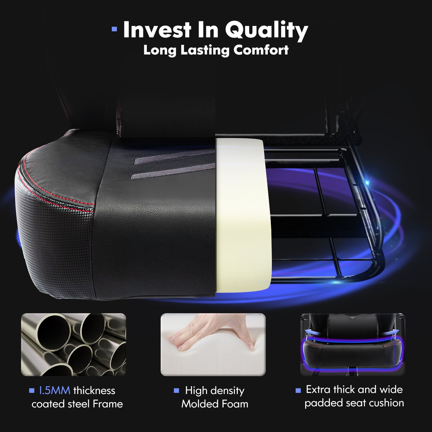 350lbs Racing Gaming Chair – Tall Ergonomic Computer Seat