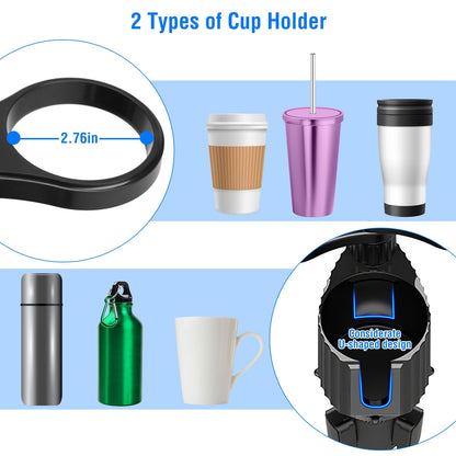 Car Cup Holder Expander – 4-in-1 Rotatable Desk for Food & Phone