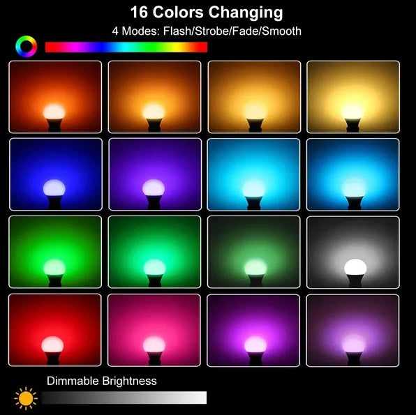 16-Color RGB LED E27 Bulb – 3W Dimmable Mood Light