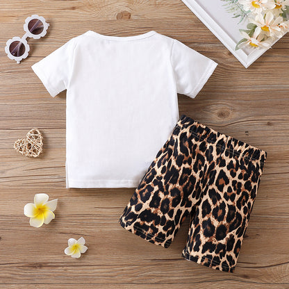 Girls Cartoon Glasses Print Short Sleeve Set – Cute two-piece outfit for summer. Save 30% today!