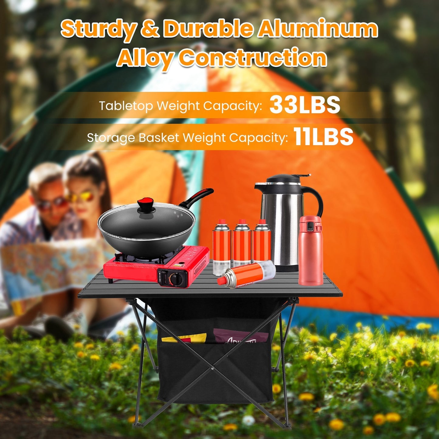 Win a Foldable Aluminum Camping Table with Storage Basket – Portable for Hiking, BBQ, Picnic & Fishing - ONLY AVAILBLE FOR GIVEAWAY ONLY