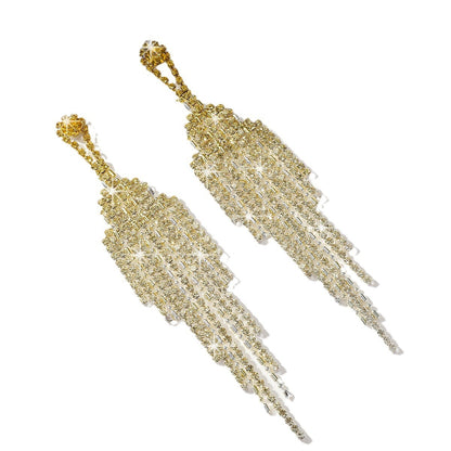 Elegant Rhinestone Tassel Earrings – Sparkling Statement Dangles for Women | Save 10% Today