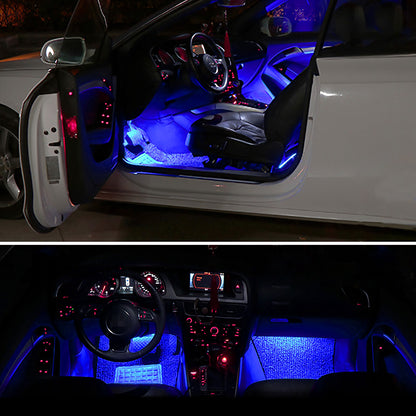 4PCS Car Interior LED Ambient Lights – Blue DC 12V