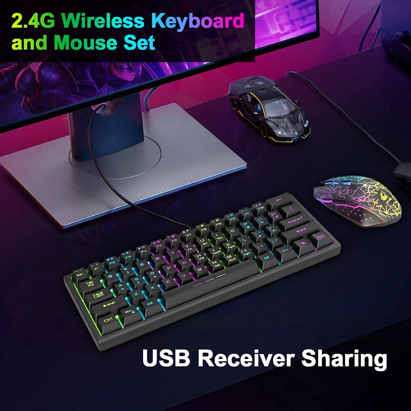 Sleek Black Wireless Keyboard & Mouse Set - SAVE $24