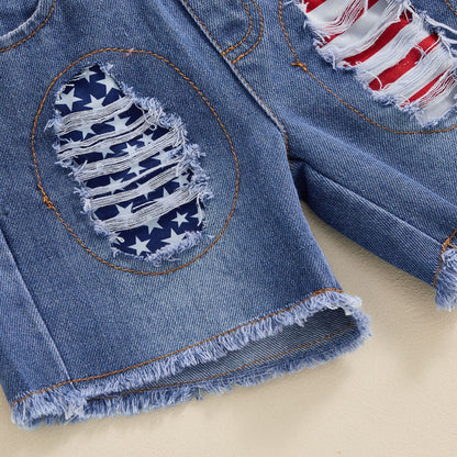 Boys’ Letter Print T-Shirt & Denim Shorts Two-Piece Set – Casual Summer Look • Save 30% Today!