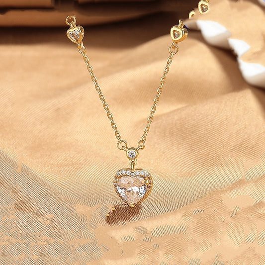 Light Luxury Zircon Heart Necklace – Elegant Clavicle Chain | Save 10% Today