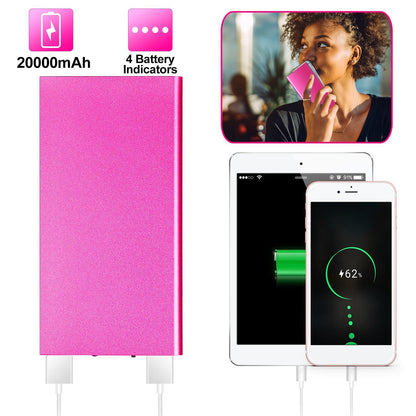 Ultra-Slim 20,000mAh Power Bank – Dual USB Portable Fast Charger for Phones & Devices