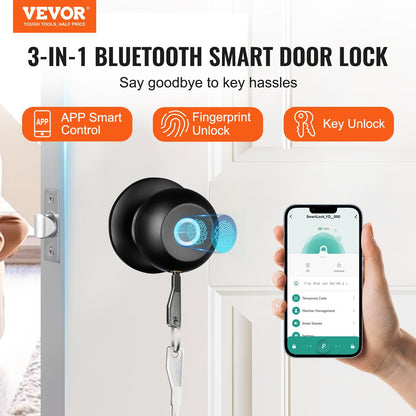 VEVOR Smart Fingerprint & Bluetooth Door Lock – App Controlled, Easy Install - SAVE 146