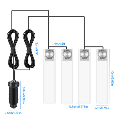4PCS Car Interior LED Ambient Lights – Blue DC 12V