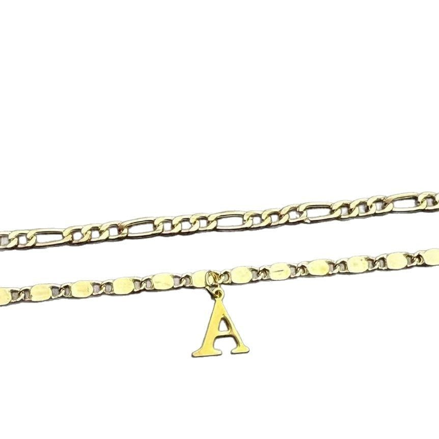 Gold Twin Chain Initial Anklet – Personalized Letter Charm A–Z | Save 10% Today