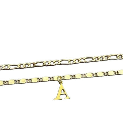 Gold Twin Chain Initial Anklet – Personalized Letter Charm A–Z | Save 10% Today