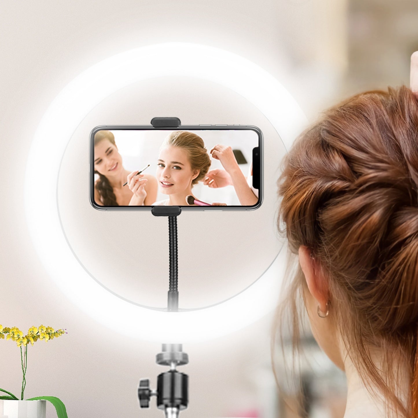 “LED Selfie Ring Light 10in – Adjustable Tripod, Phone Holder, USB Powered for Videos & Makeup”