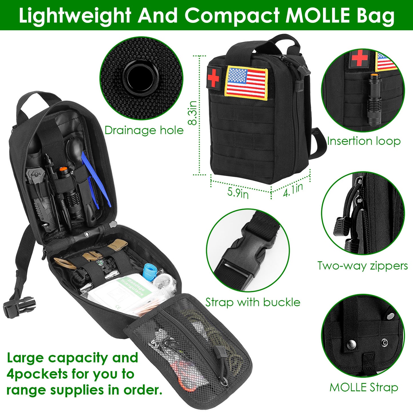 47-Piece Emergency & First Aid Survival Kit with Pouch for Camping, Hiking, and Outdoor Adventures - ONLY AVAILABLE FOR GIVEAWAYS ONLY