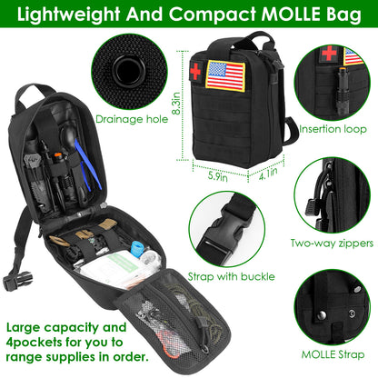 47-Piece Emergency & First Aid Survival Kit with Pouch for Camping, Hiking, and Outdoor Adventures - ONLY AVAILABLE FOR GIVEAWAYS ONLY