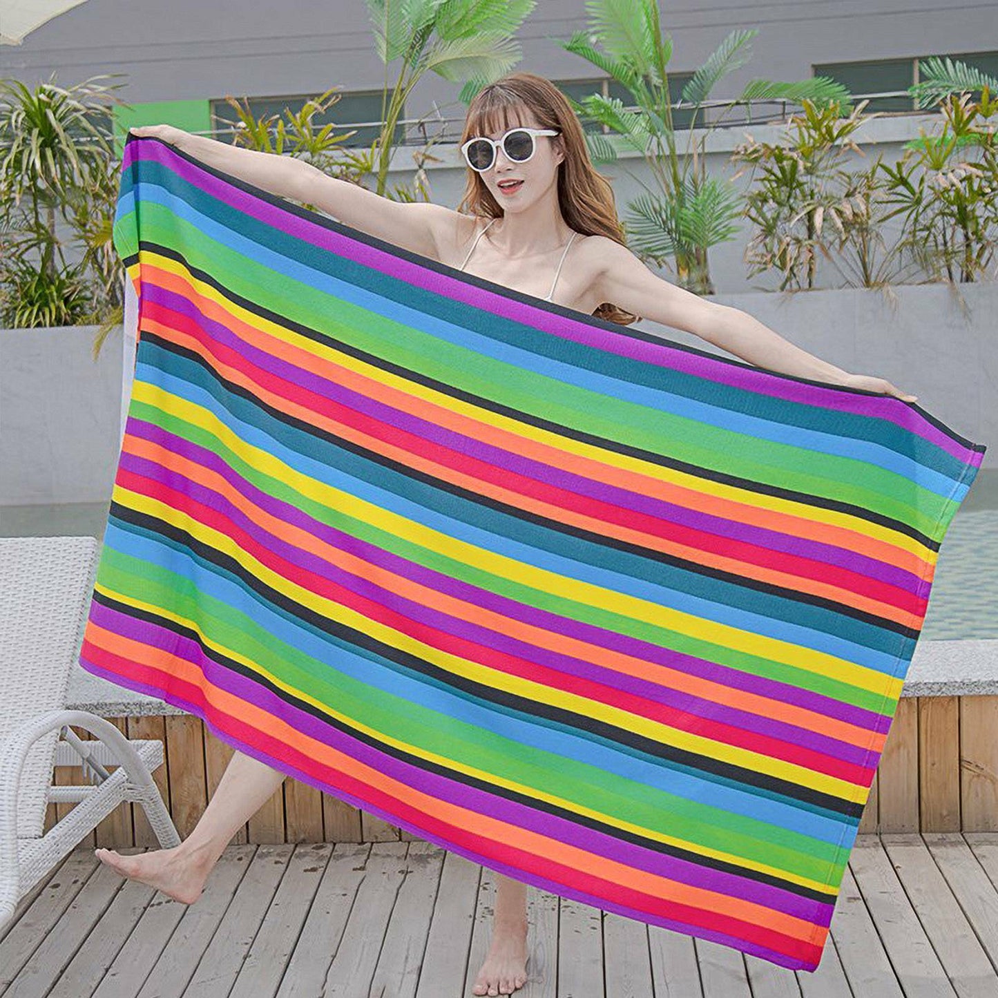 Extra Large Striped Beach Towel – Soft, Fast-Drying & Perfect for Travel | Save 10% Today!