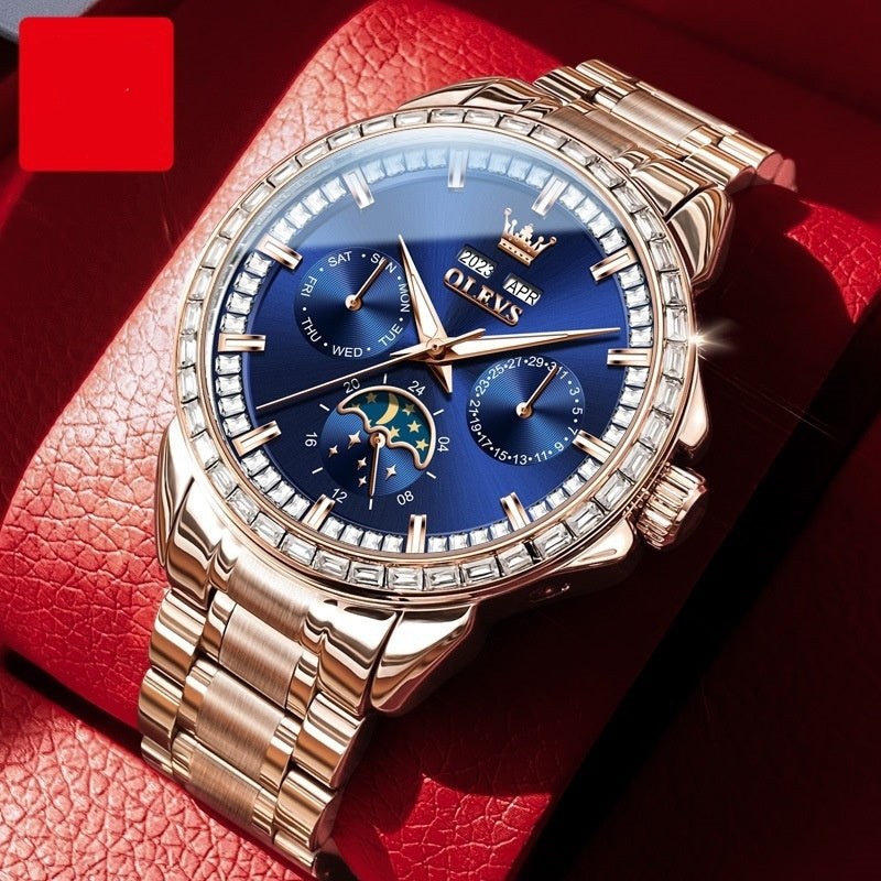 Men’s Luxury Automatic Watch – Multi-Function Design with Diamond Accents | Save 10% Today!”
